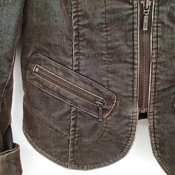 Sao Paulo Women’s Corduroy Zip Moto Style Jacket Blazer Brown/Teal Size 6 - Picture 5 of 6